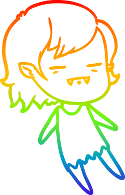 Gökkuşağı gradyan çizgi çizimi Bir insan tarafından çizilen ölümsüz vampir kız çizimi