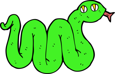 Bir insan tarafından çizilmiş komik çizgi film yılanı.