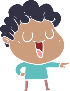 Bir insan tarafından çizilmiş düz renkli karikatür adam.