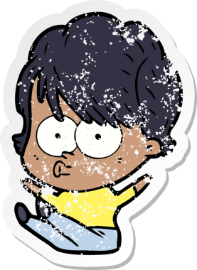 Bir insan tarafından çizilmiş karikatür bir kadının sıkıntılı çıkartması.