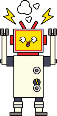 Bir insan tarafından çizilmiş dans eden bir robot çizimi.