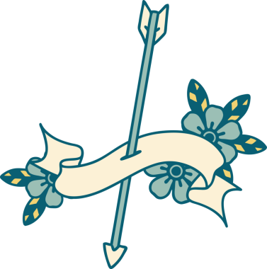 Bir insan tarafından çizilmiş ok sancağıyla geleneksel dövme.