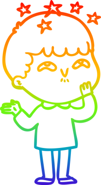 gökkuşağının gradyan çizimi bir çizgi film karakteri tarafından çizilmiş.