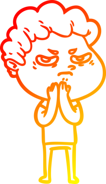 Bir insan tarafından çizilmiş kızgın bir adamın sıcak çizgi çizimi.