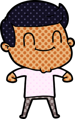 Bir insan tarafından çizilmiş çizgi film dostu bir adam.