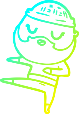 Bir insan tarafından çizilmiş sakallı, çizgi film karakteri çizimi.