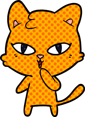 Bir insan tarafından çizilmiş çizgi film kedisi.