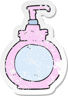 Bir insan tarafından çizilmiş bir karikatür el yıkama çıkartması.