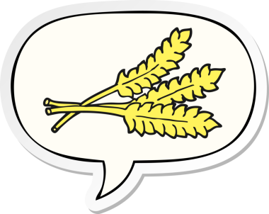 Bir insan tarafından çizilmiş konuşma kabarcığı etiketli karikatür buğdayı