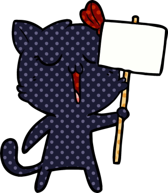 Bir insan tarafından çizilmiş çizgi film kedisi.