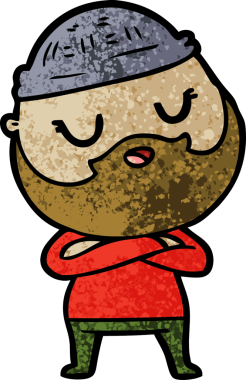 Bir insan tarafından çizilmiş sakallı bir çizgi film adamı.