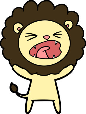 Bir insan tarafından çizilmiş çizgi film aslanı.