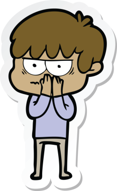 Bir insan tarafından çizilmiş kızgın bir çizgi film çocuğunun çıkartması.