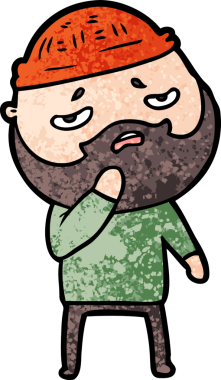 Bir insan tarafından çizilmiş sakallı endişeli bir adam.