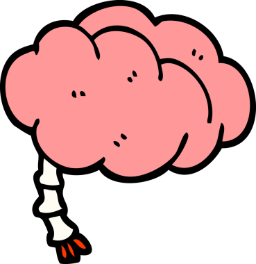 Bir insan tarafından çizilmiş karikatür tarzı bir beyin.