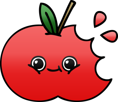 Bir insan tarafından çizilmiş bir elmanın gölgeli çizgi filmi.