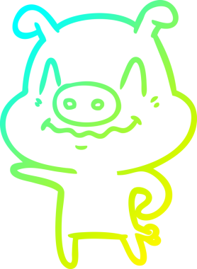 Bir insan tarafından çizilmiş bir domuz çizgi filminin soğuk gradyanı.