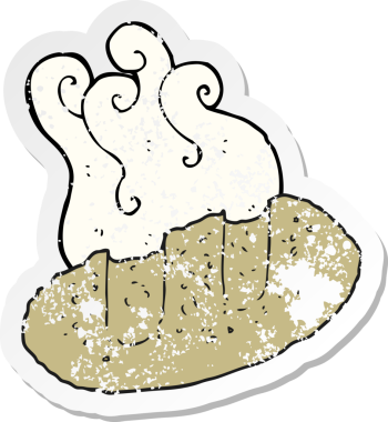 Bir insan tarafından çizilmiş karikatür ekmeğinin geriletilmiş yapıştırması.