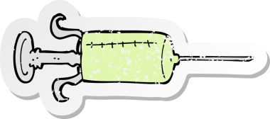 Bir insan tarafından çizilmiş eski bir iğnenin gerilimli yapıştırması.