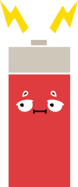 Bir insan tarafından çizilmiş düz renk retro pili.