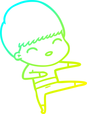 Bir insan tarafından çizilmiş mutlu çizgi film çocuğu çizimi.