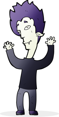 Bir insan tarafından çizilmiş vampir adam çizgi filmi.