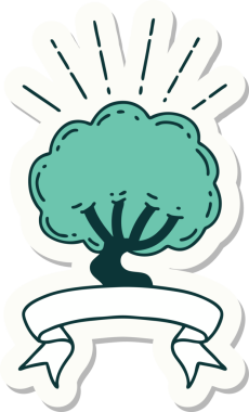 Bir insan tarafından çizilmiş dövme stili bir ağacın çıkartması.