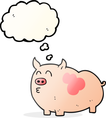 Bir insan tarafından çizilmiş serbest çizim balon çizgi film domuzu.