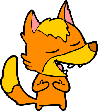 Bir insan tarafından çizilmiş tilki çizgi film karakteri