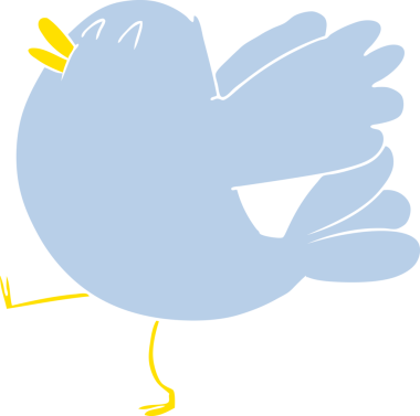 Bir insan tarafından çizilmiş düz renk çizgi film kanat çırpan kuş