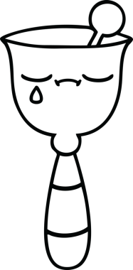 Bir insan tarafından çizilmiş okul çanının çizgi çizimi.