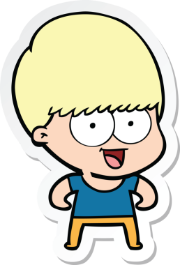 Bir insan tarafından çizilmiş mutlu bir çizgi film çocuğunun çıkartması.