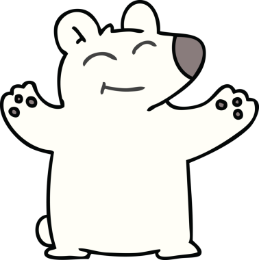 Bir insan tarafından çizilmiş garip karikatür kutup ayısı.