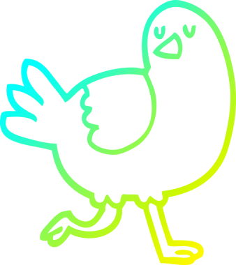 Bir insan tarafından çizilen çizgi film kuşunun soğuk eğimli çizimi