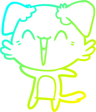 Bir insan tarafından çizilmiş küçük mutlu bir köpek çizgi filmi.