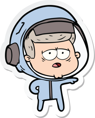 Bir insan tarafından çizilmiş yorgun bir astronotun çıkartması.