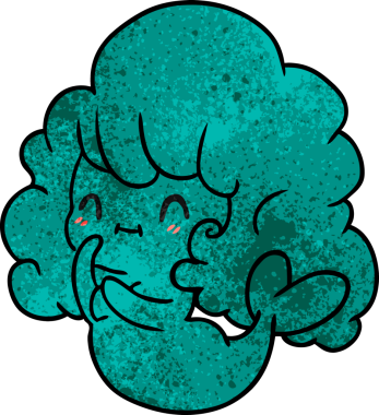 desenli çizgi film çizimi kawaii bir insan tarafından çizilmiş şirin hayalet deniz kızı