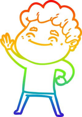 Bir insan tarafından çizilmiş gökkuşağı gradyan çizgi çizimi.