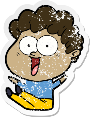 Bir insan tarafından çizilmiş mutlu bir adamın sıkıntılı çıkartması.