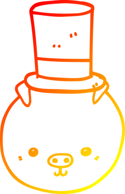 Bir insan tarafından çizilmiş silindir şapkalı bir domuzun sıcak çizgi çizimi