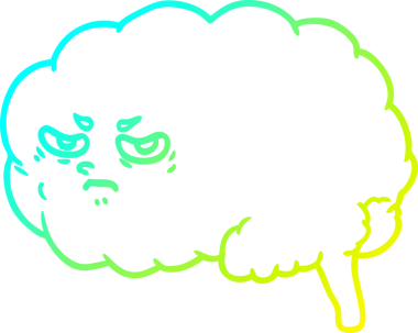 Bir insan tarafından çizilmiş kızgın bir beynin soğuk gradyan çizimi.