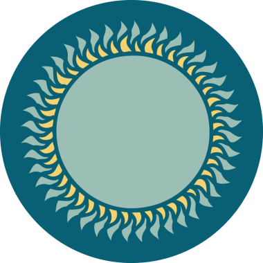 Bir insan tarafından çizilmiş bir güneşin ikonik dövme şekli