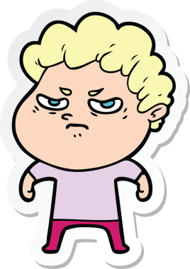 Bir insan tarafından çizilmiş kızgın bir adamın çıkartması.