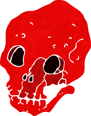 Bir insan tarafından çizilmiş ürkütücü bir kafatası.