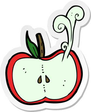 Bir insan tarafından çizilmiş sulu elma etiketi.