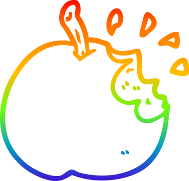 Bir insan tarafından çizilmiş taze bir elmanın gökkuşağı gradyan çizimi