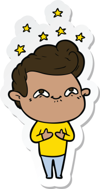 Bir insan tarafından çizilmiş heyecanlı bir adamın çıkartması.