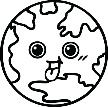 Bir insan tarafından çizilmiş bir gezegenin çizgi çizimi.