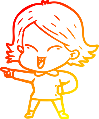 Bir insan tarafından çizilmiş mutlu bir çizgi film kızı çizimi