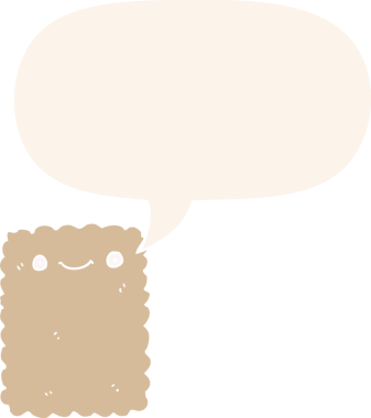 bir insan tarafından çizilmiş eski usul konuşma baloncuklu çizgi film bisküvisi